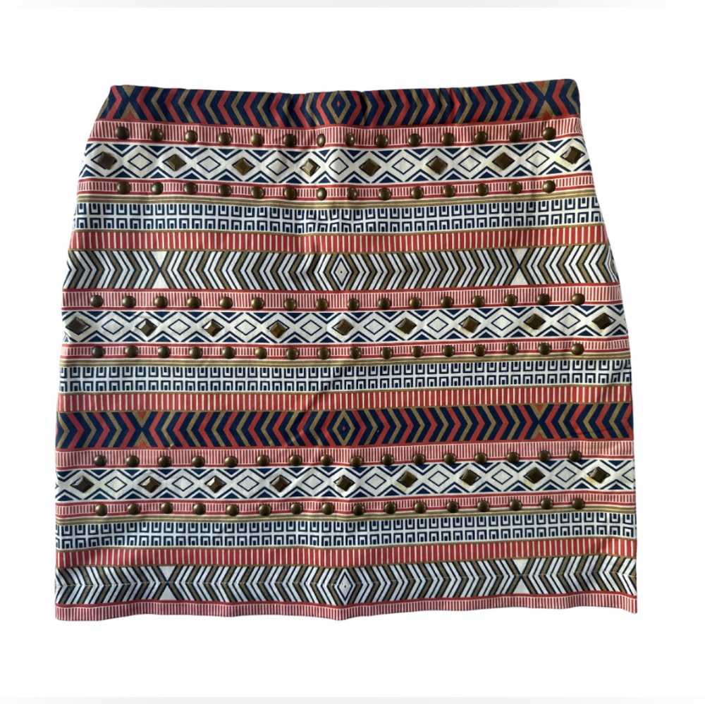 Quinn Tribal Aztec Print Embellished Mini Skirt